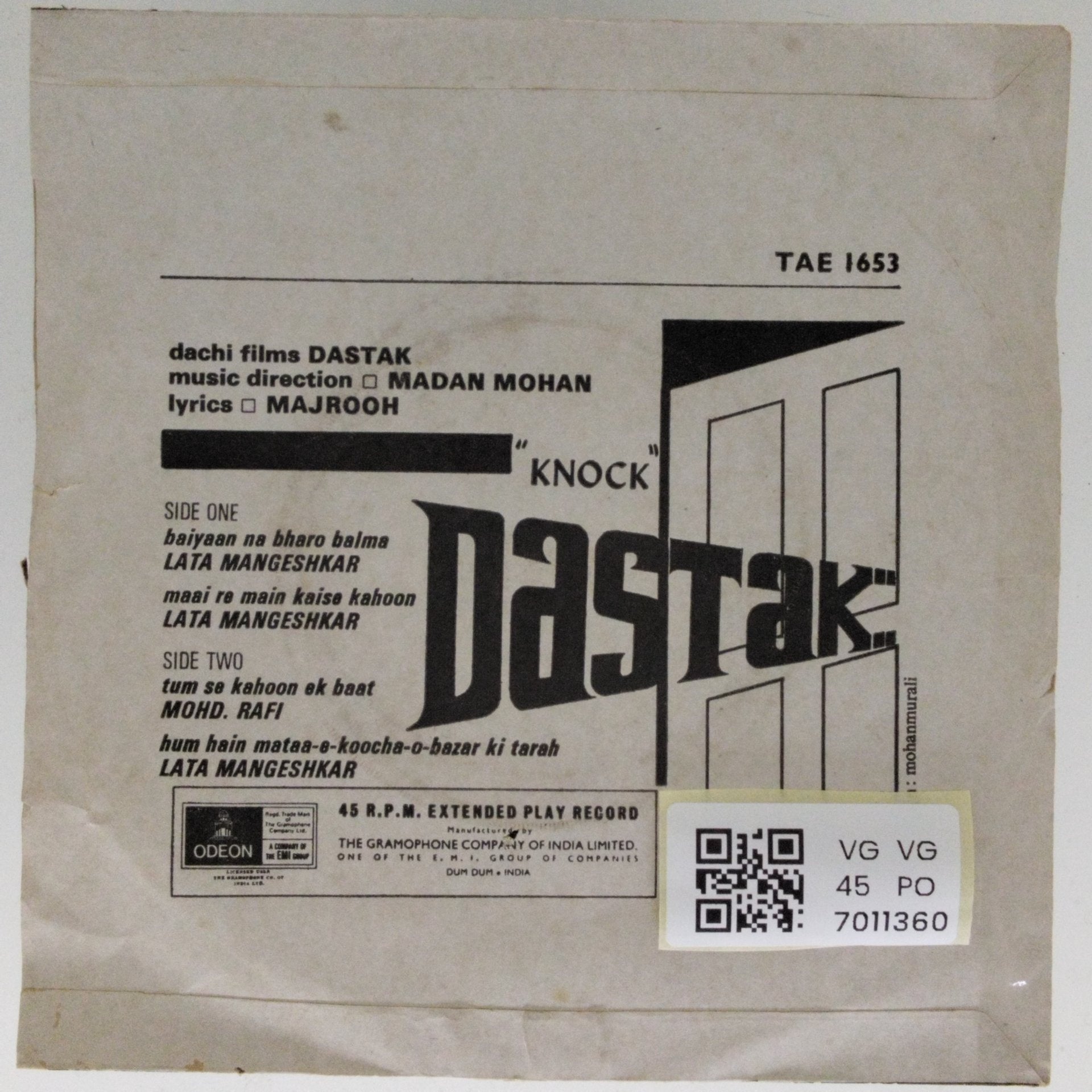 Madan Mohan - Dastak (45-RPM)