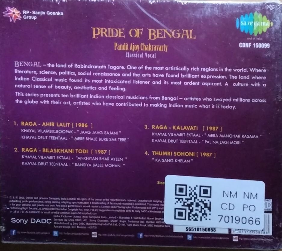 Pandit Ajoy Chakravarty - Pride of Bengal (CD)