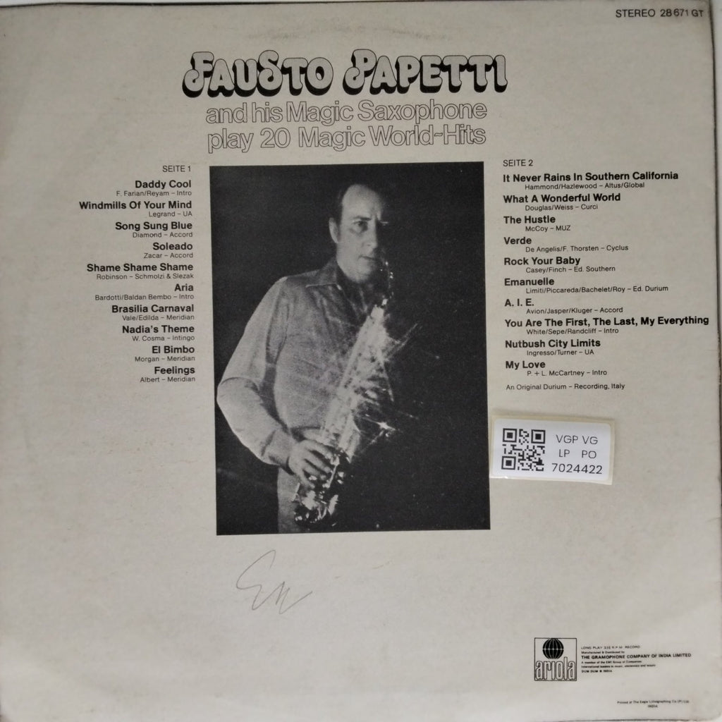 Fausto Papetti - and his Magic Saxophone play 20 Magic World Hits (Vinyl)
