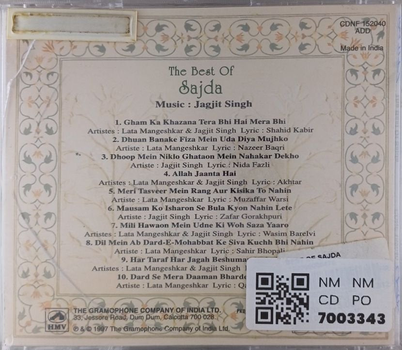 Jagjit Singh - The Best Of Sajda (CD)