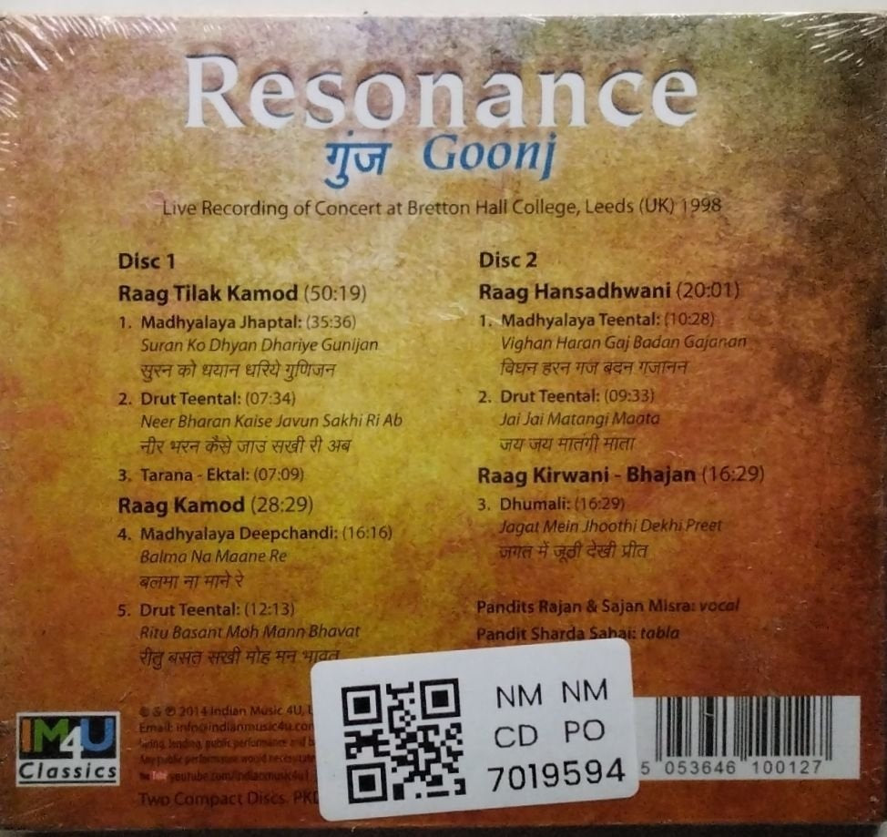 Various Pandits Rajan & Sajan Misra, Pandit Sharda Sahai - Resonance Goonj (CD)