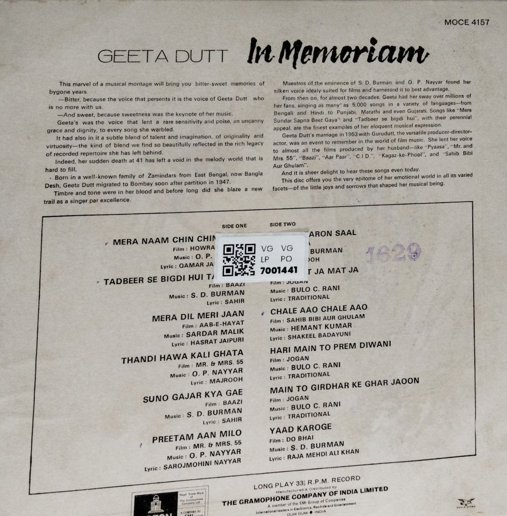 Geeta Dutt - In Memoriam (Vinyl)
