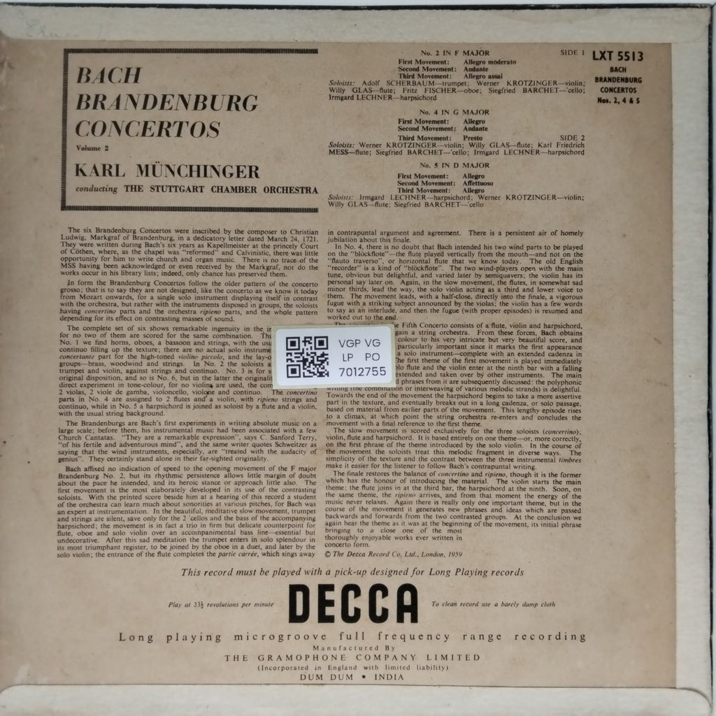 Karl Münchinger - Bach Brandenburg Concertos (Vinyl)