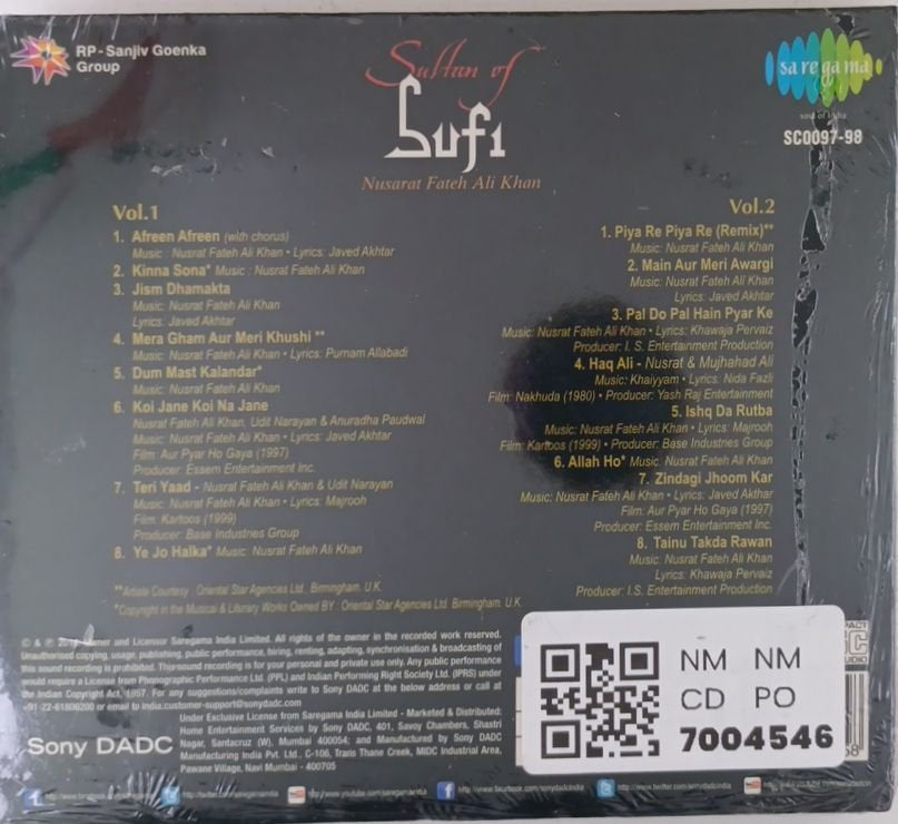 Nusarat Fateh Ali Khan - Sultan of Sufi (CD) (2)