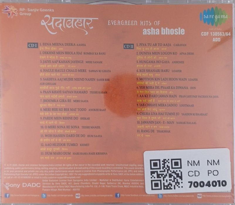 Asha Bhosle - Evergreen Hits of Asha Bhosle (CD) (2)