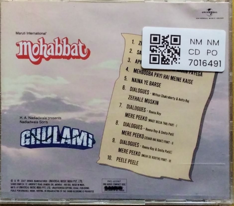 Bappi Lahiri, Laxmikant Pyarelal - Mohabbat / Ghulami (CD)