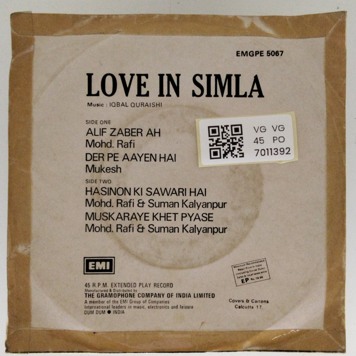 Iqbal Quraishi - Love in Simla (45-RPM)
