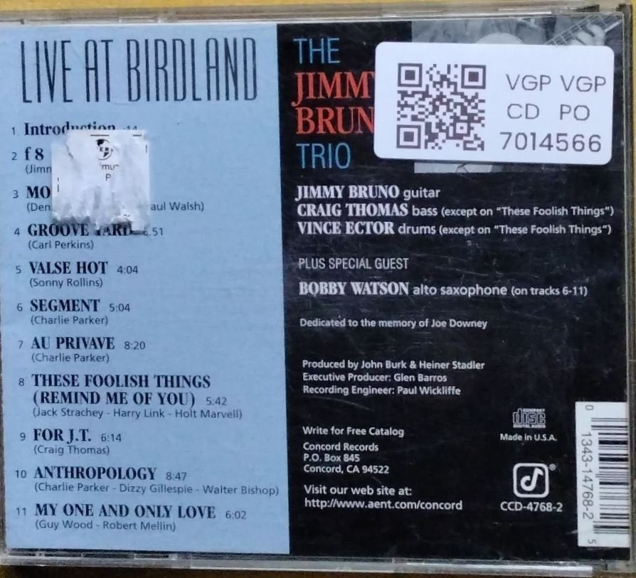 The Jimmy Bruno Trio - Live at Birdland (CD)