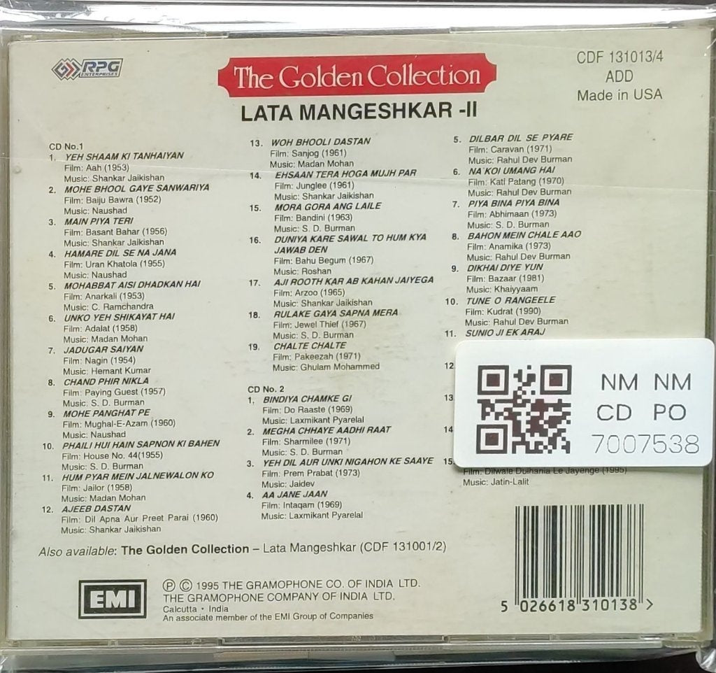 Lata Mangeshkar - The Golden Collection - Lata Mangeshkar -II (Made in USA) (CD) (2)