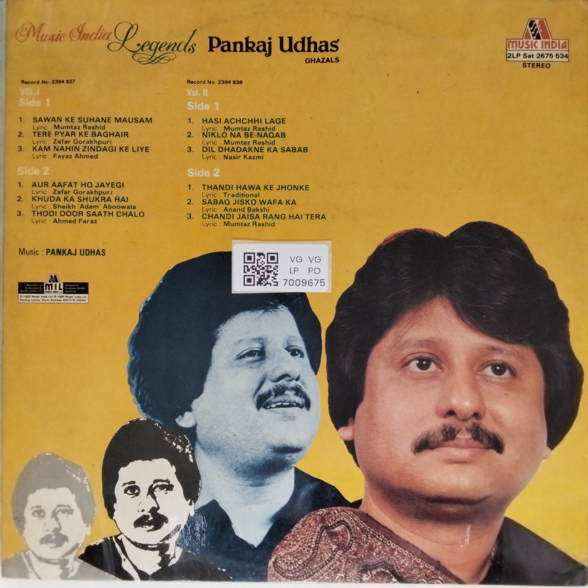 Pankaj Udhas - Music India Legends - Ghazals (Vinyl)