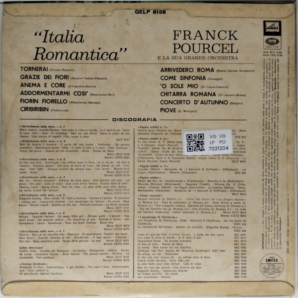 Franck Pourcel - Italia Romantica (Vinyl)