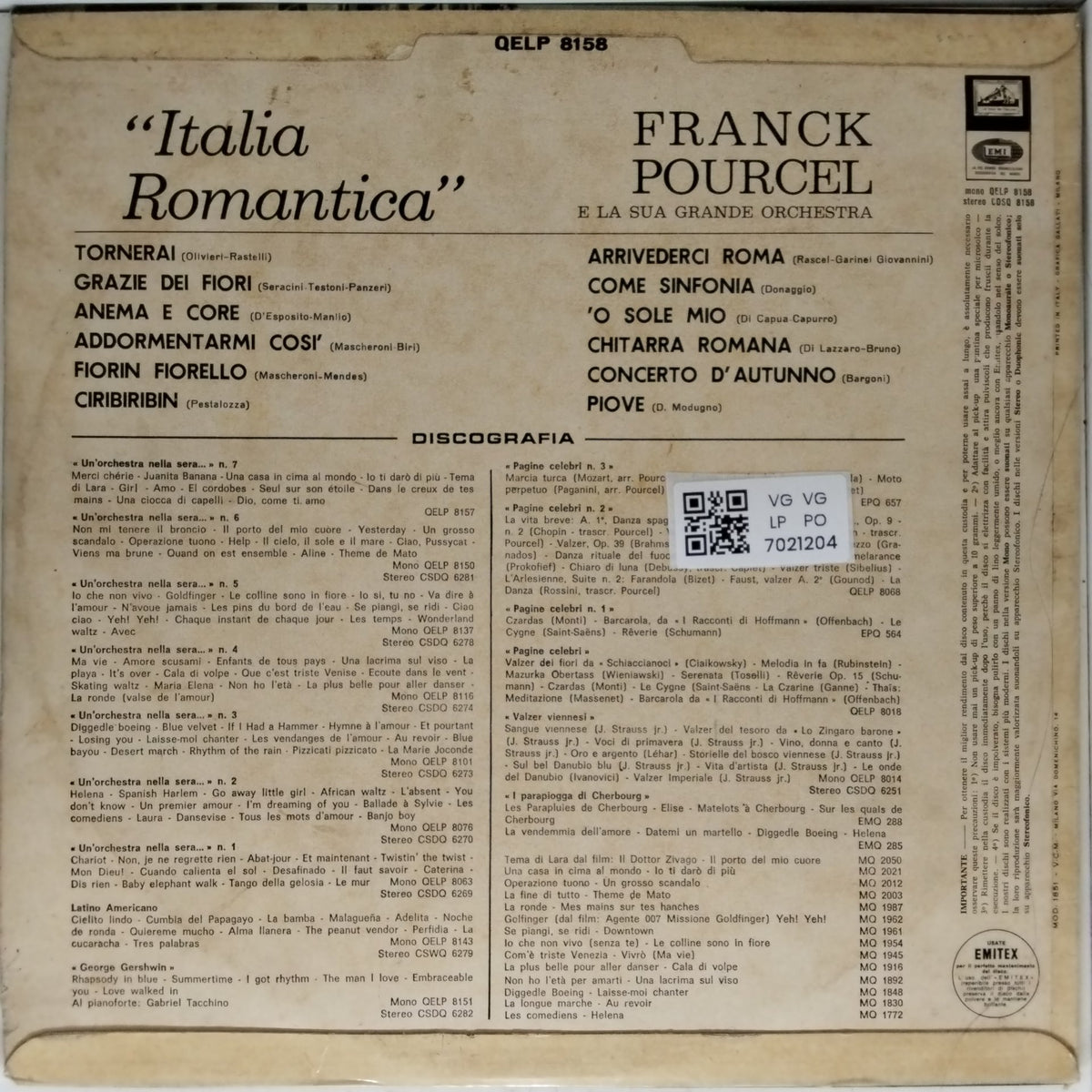 Franck Pourcel - Italia Romantica (Vinyl)