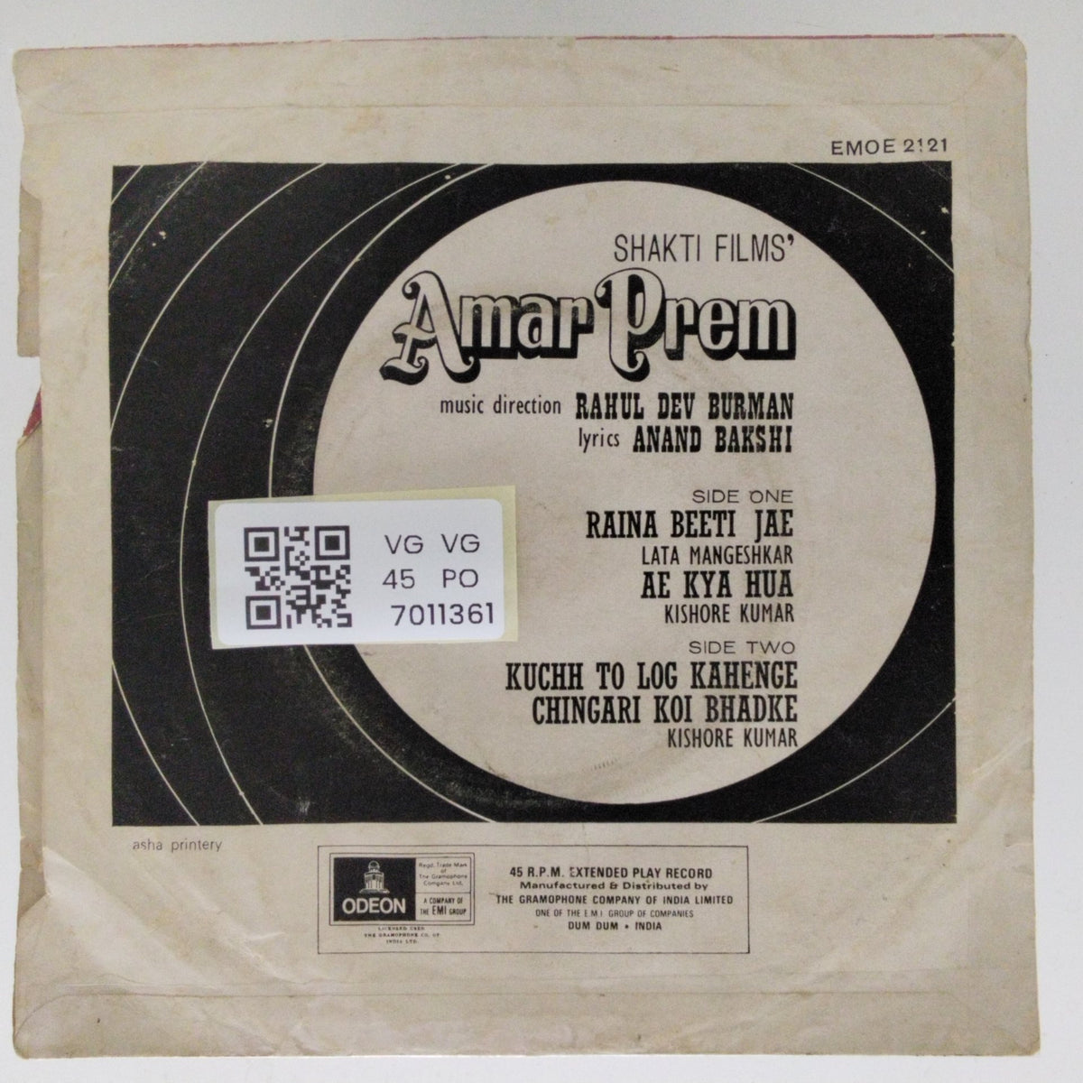 Rahul Dev Burman - Amar Prem (45-RPM)