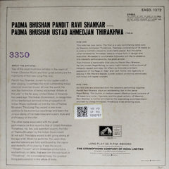 Pandit Ravi Shankar, Ustad Ahmedjan Thirakhwa - Padma Bhushan Pandit Ravi Shankar & Ustad Ahmedjan Thirakhwa (Vinyl)