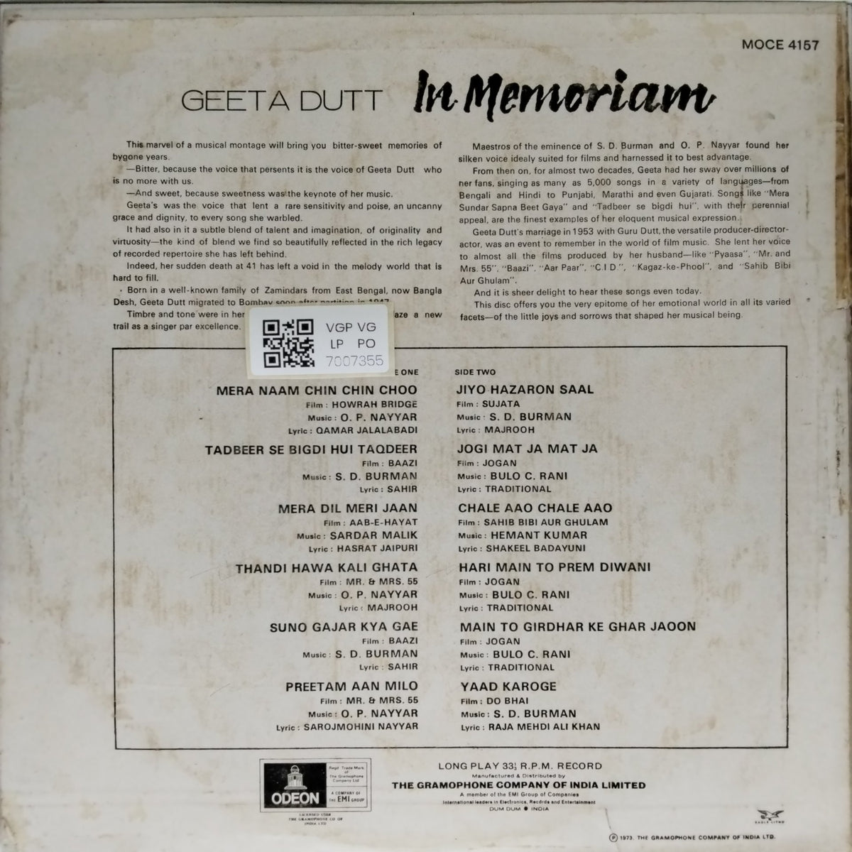 Geeta Dutt - In Memoriam (Vinyl)