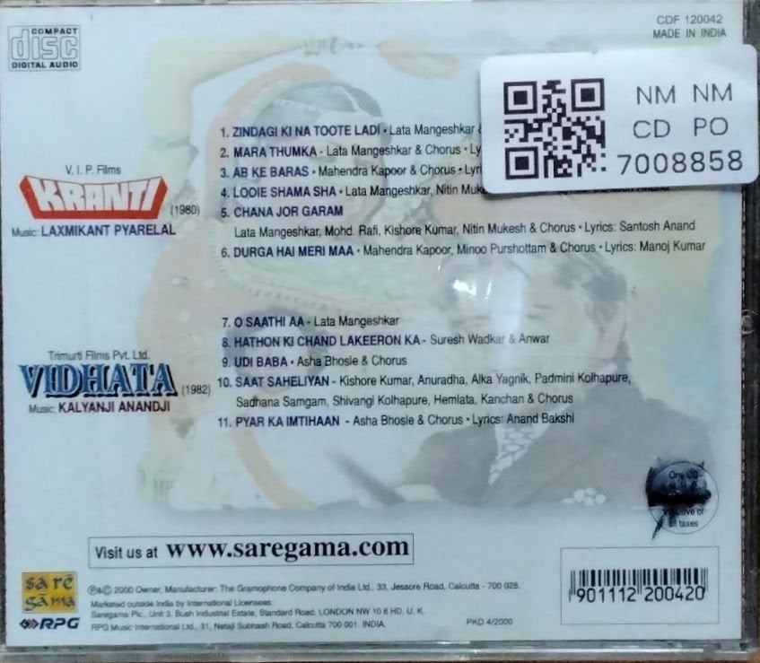 Laxmikant Pyarelal, Kalyanji Anandji - KRANTI / VIDHATA (CD)
