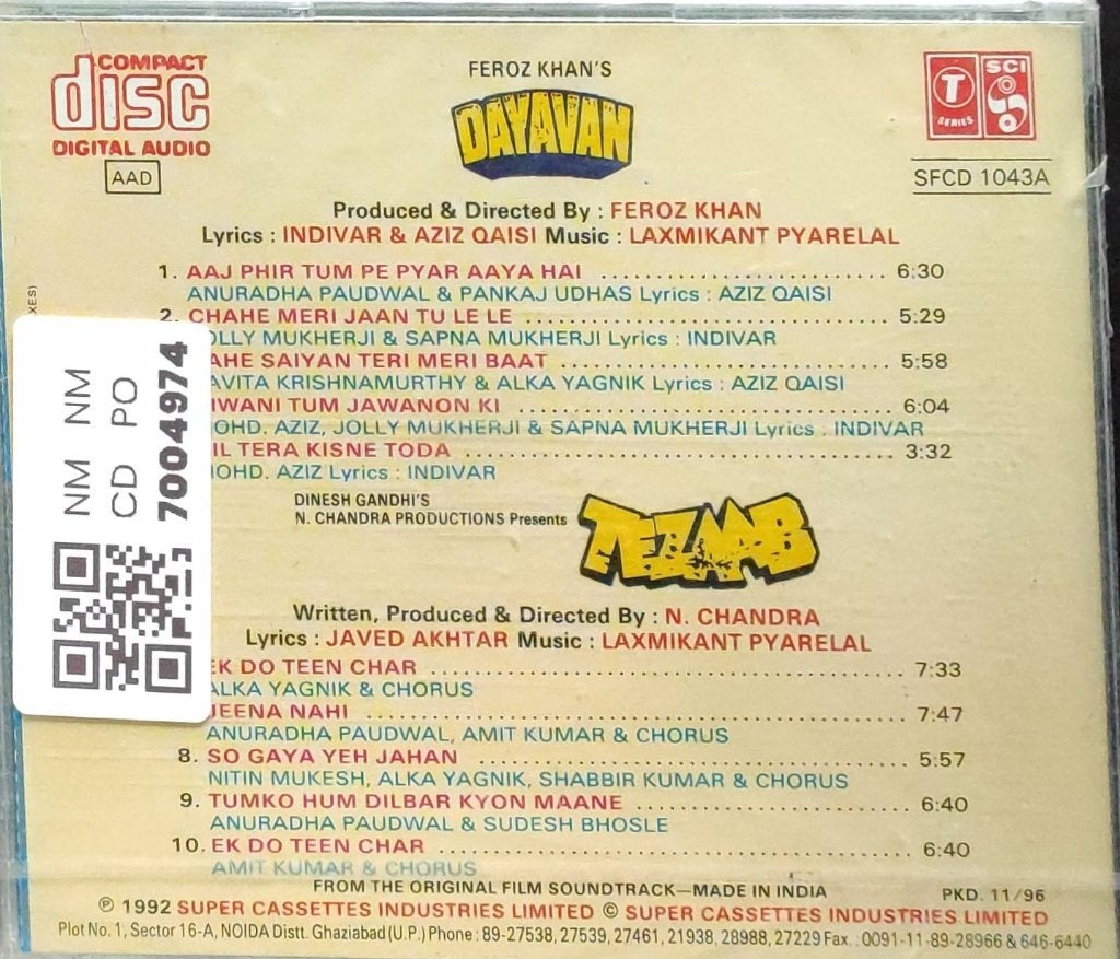 Laxmikant Pyarelal - Dayavan / Tezaab (CD)