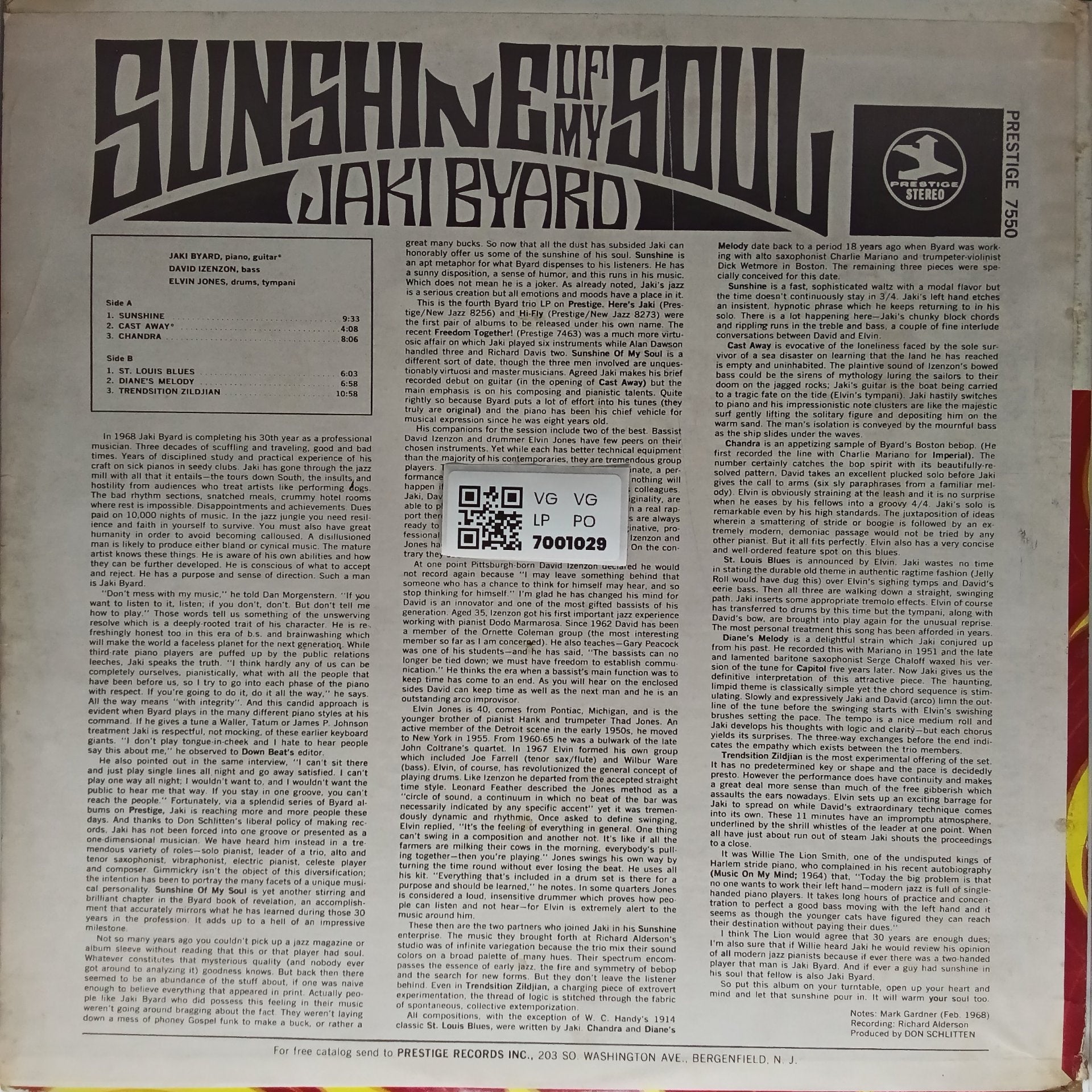 Jaki Byard - Sunshine of My Soul (Vinyl)