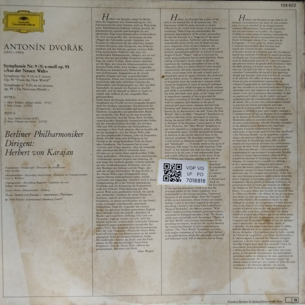 Antonín Dvořák, Berliner Philharmoniker, Herbert von Karajan - Aus der Neuen Welt - From the New World (Vinyl)