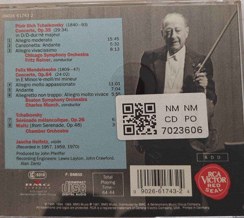Jascha Heifetz - Tchaikovsky, Mendelssohn Concertos (CD)
