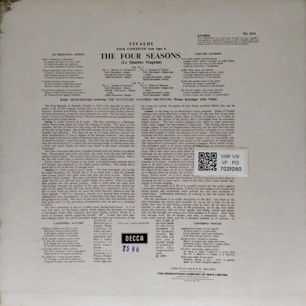 Vivaldi, Stuttgart Chamber Orchestra - The Four Seasons (Vinyl)