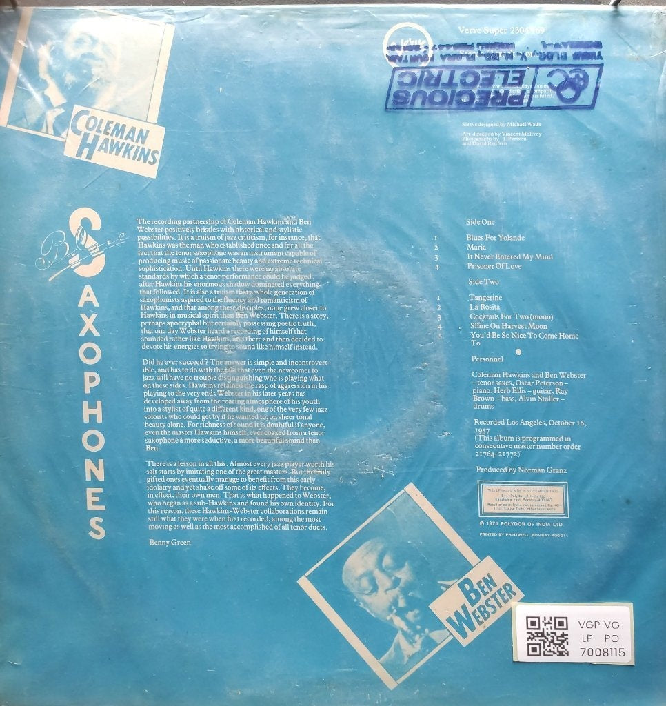 Coleman Hawkins, Ben Webster - Blue Saxophones (Vinyl)