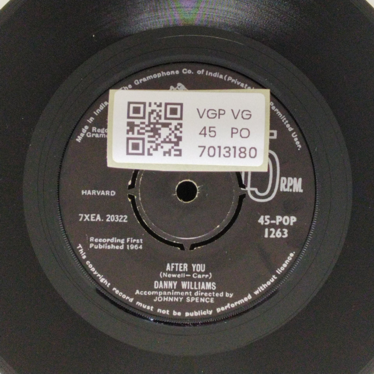 Danny Williams - White on White / After You (45-RPM)