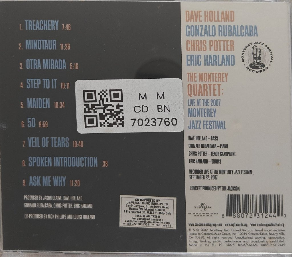 Dave Holland, Gonzalo Rubalcaba, Chris Potter, Eric Harland - The Monterey Quartet: Live at the 2007 Monterey Jazz Festival (CD)