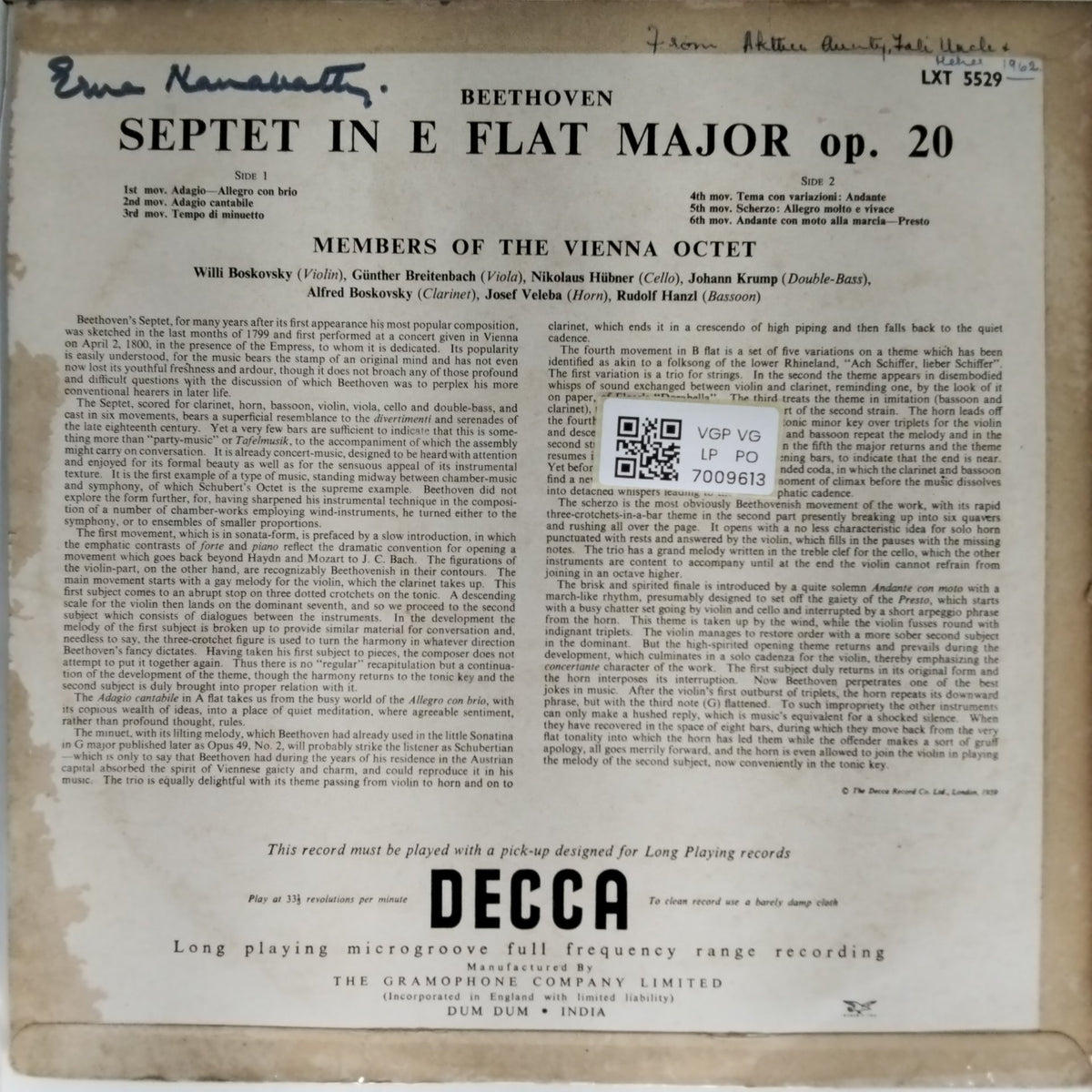 Members of the Vienna Octet - Beethoven Septet Op. 20 (Vinyl)