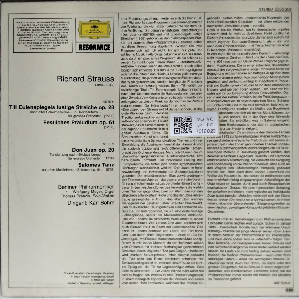 Karl Böhm, Berliner Philharmoniker - Karl Böhm dirigiert Richard Strauss (Vinyl)