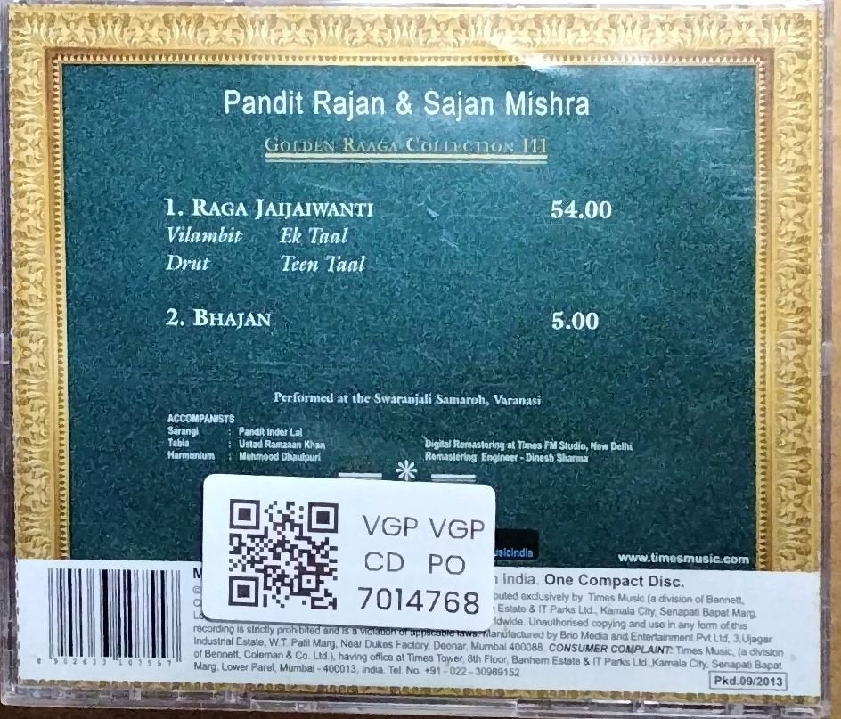 Pandit Rajan, Sajan Mishra - Golden Raaga Collection III (CD)