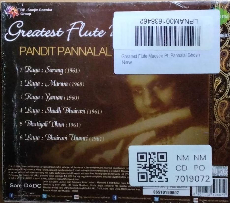 Pandit Pannalal Ghosh - Greatest Flute Maestro (CD)