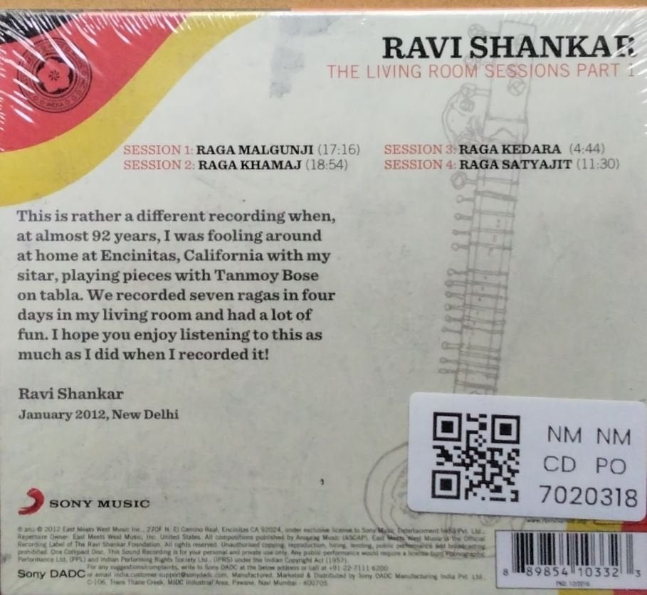 Ravi Shankar - The Living Room Sessions Part 1 (CD)