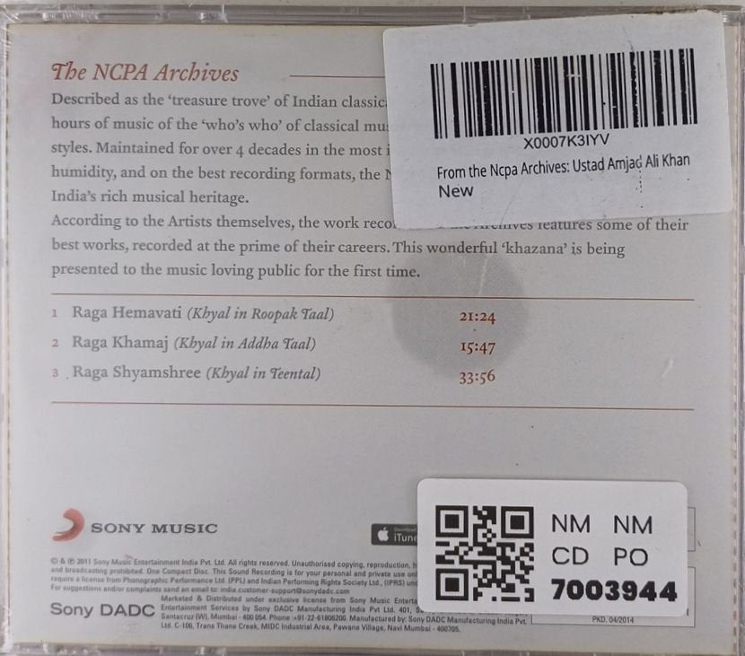 Ustad Amjad Ali Khan - Masterworks from the NCPA Archives (CD)