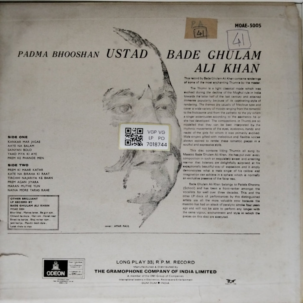 Ustad Bade Ghulam Ali Khan - Aaye Na Balam (Vinyl)