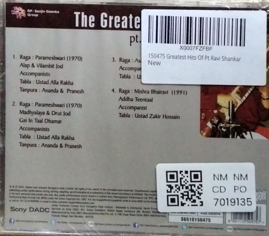 Ravi Shankar - The Greatest Hits of Pt. Ravi Shankar (CD)