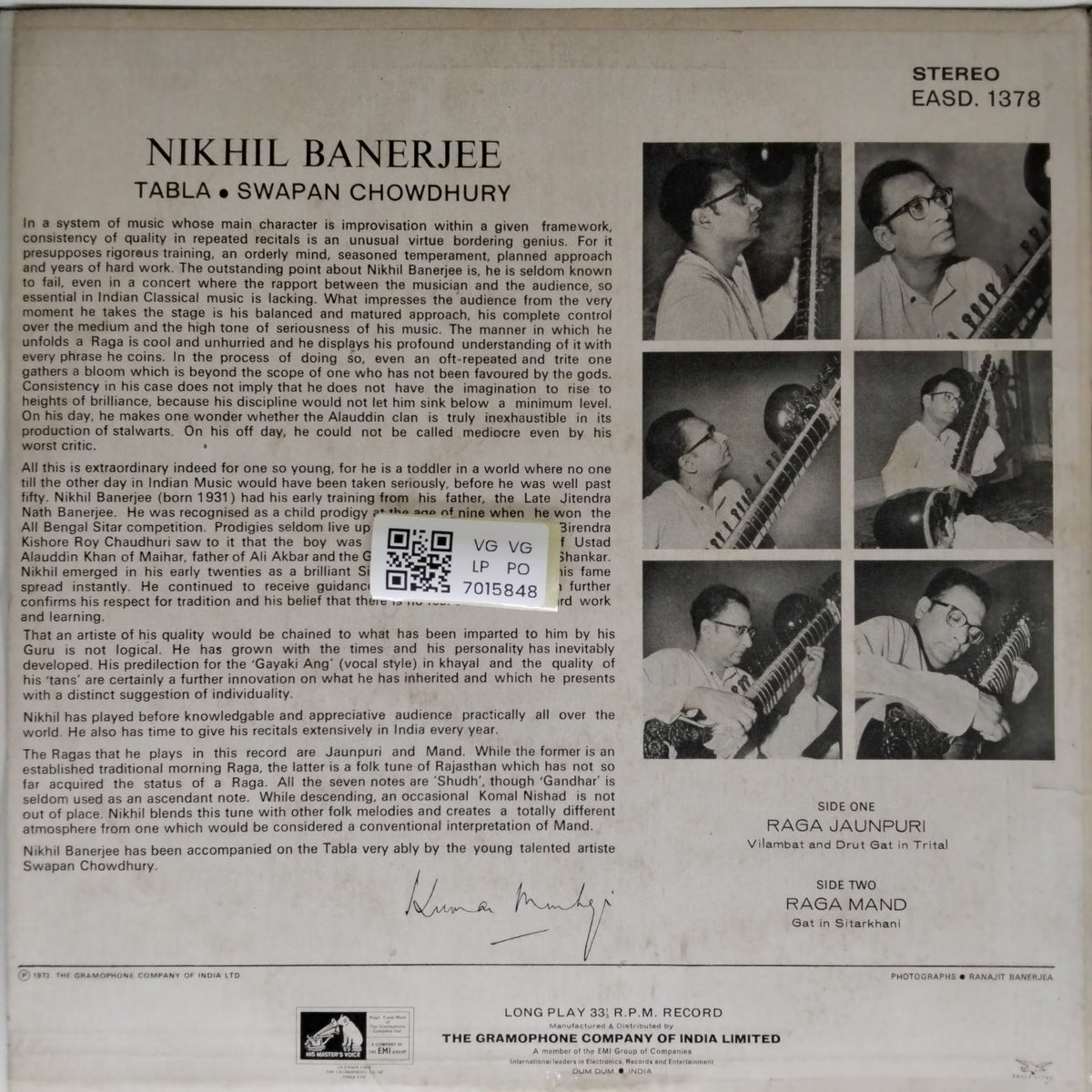 Nikhil Banerjee - Classical Music of India (Vinyl)
