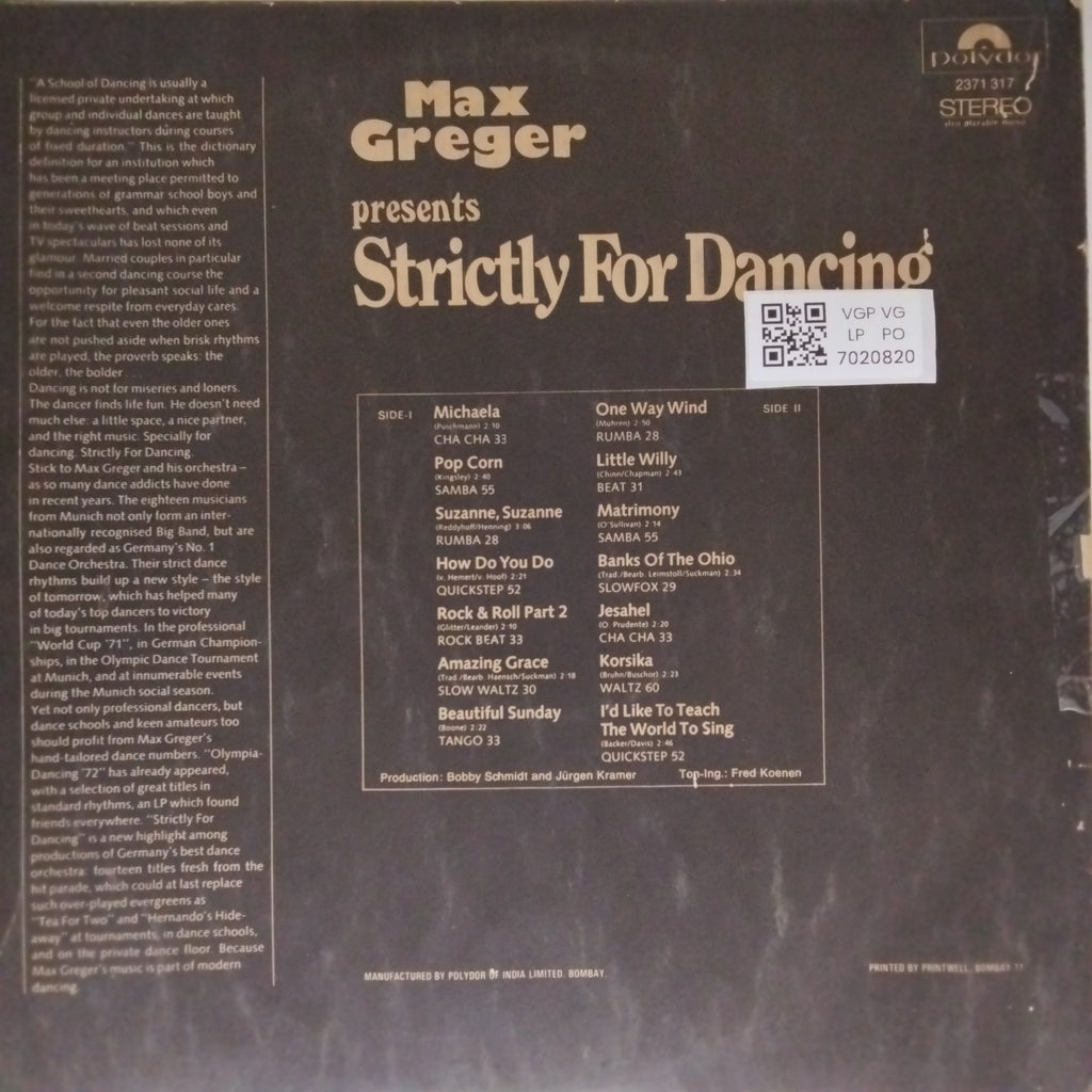Max Greger - Strictly For Dancing (Vinyl)