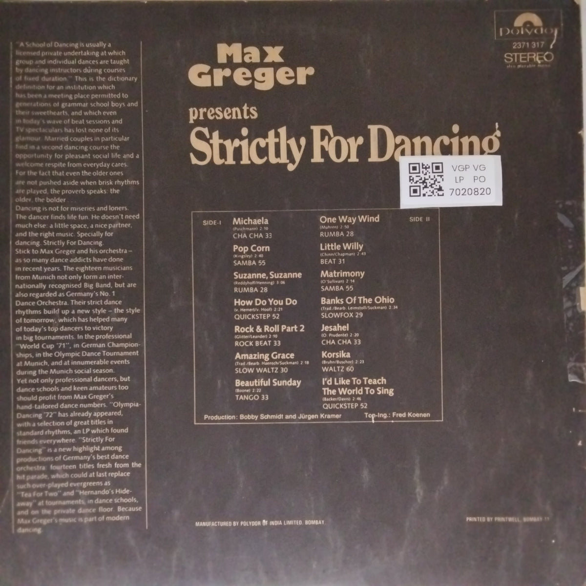 Max Greger - Strictly For Dancing (Vinyl)