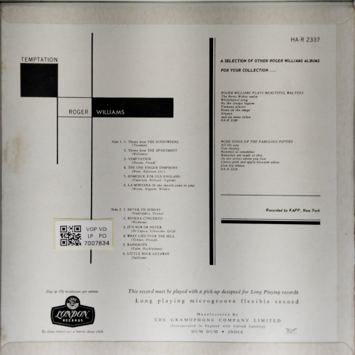Roger Williams - Temptation (Vinyl)