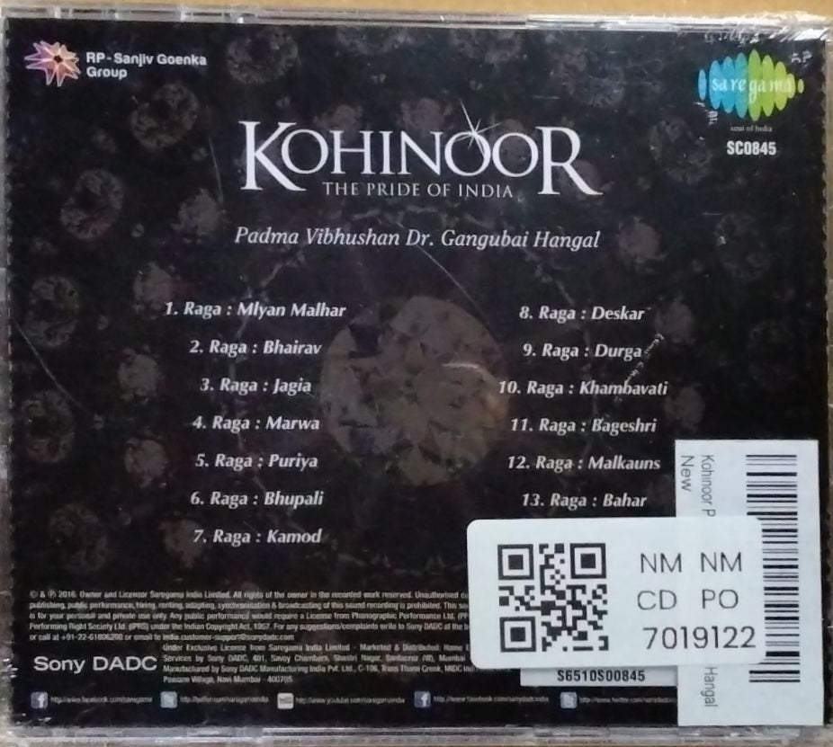 Dr. Gangubai Hangal - Kohinoor The Pride of India (CD)