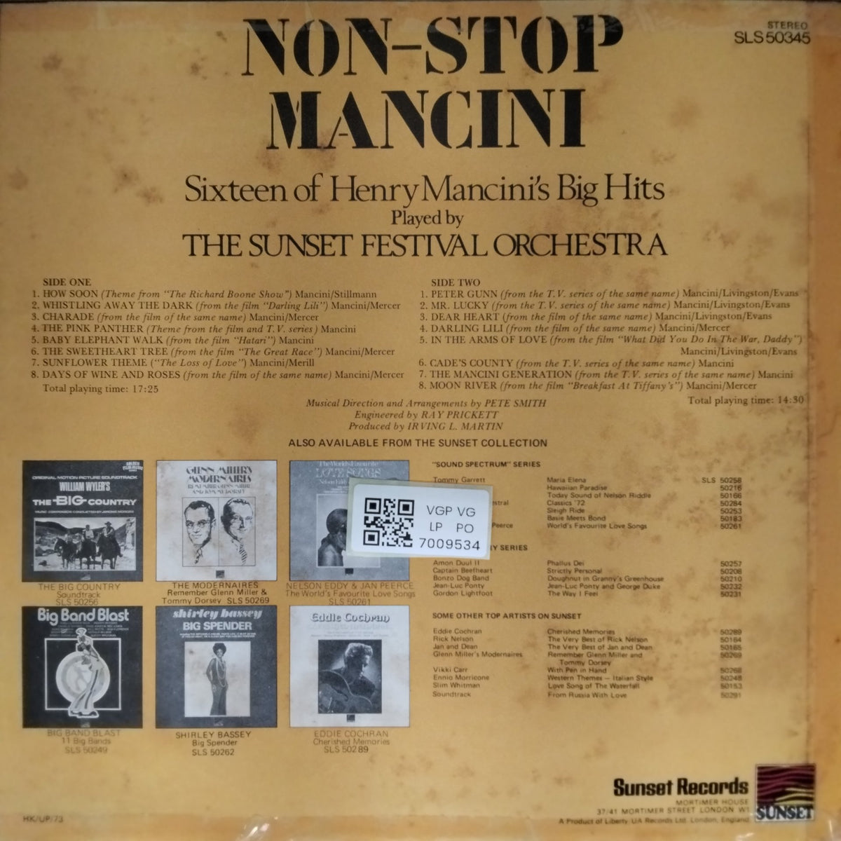 The Sunset Festival Orchestra - Non-Stop Mancini (Vinyl)