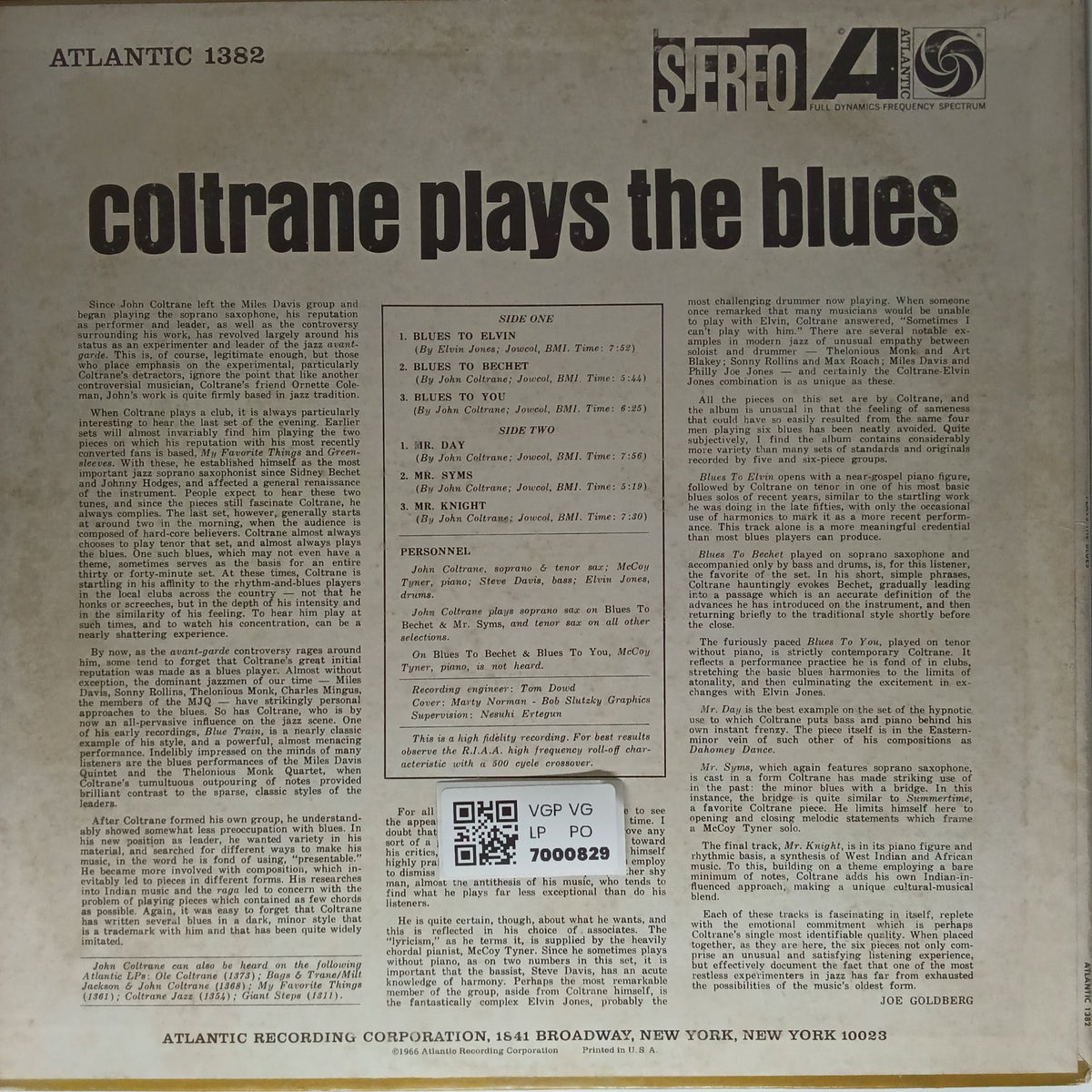 John Coltrane - Coltrane Plays the Blues (Vinyl)