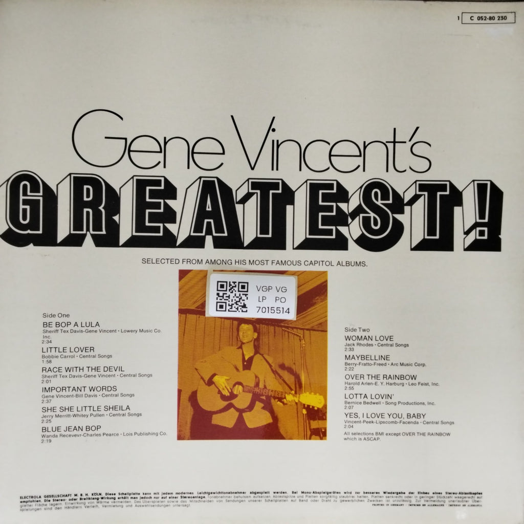 Gene Vincent - Gene Vincent's Greatest! (Vinyl)