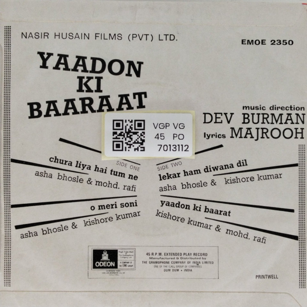Rahul Dev Burman - Yaadon Ki Baaraat (45-RPM)