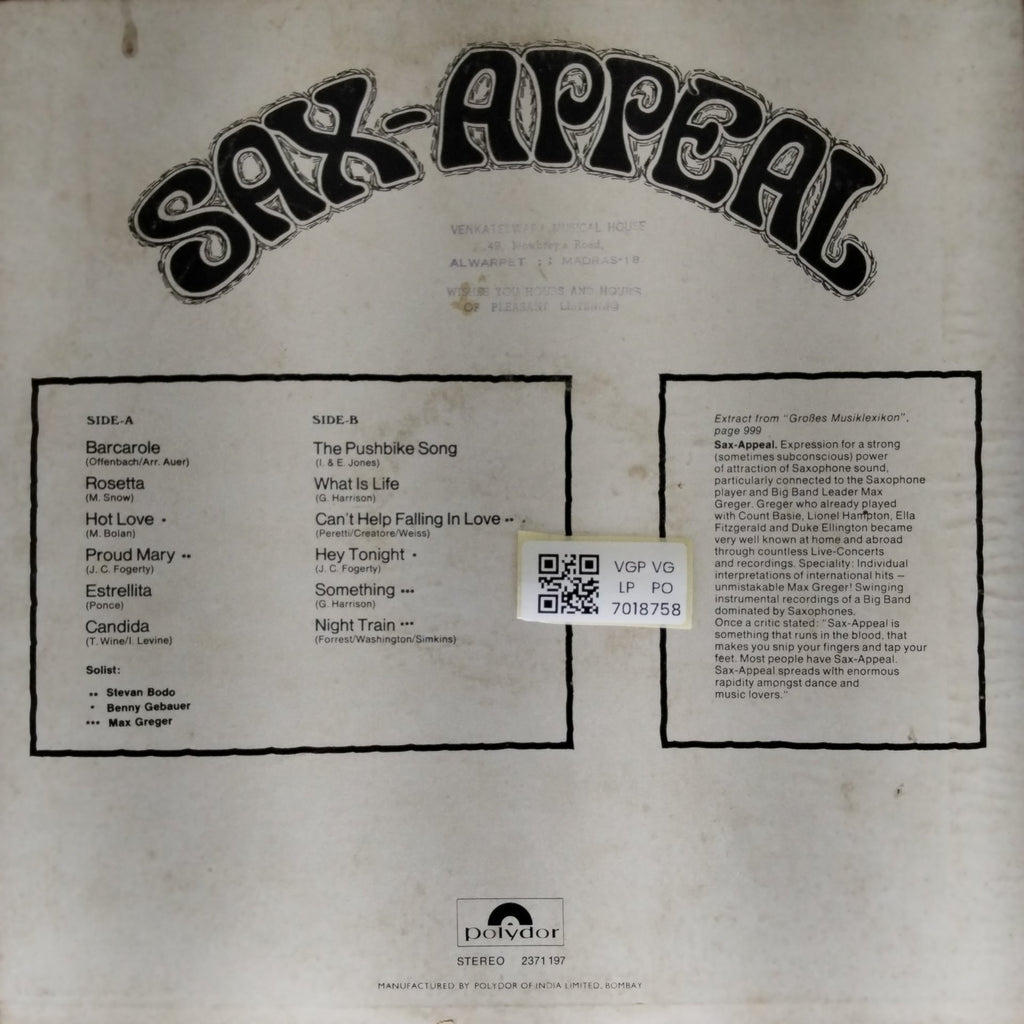 Orchester Max Greger - Sax-appeal (Vinyl)
