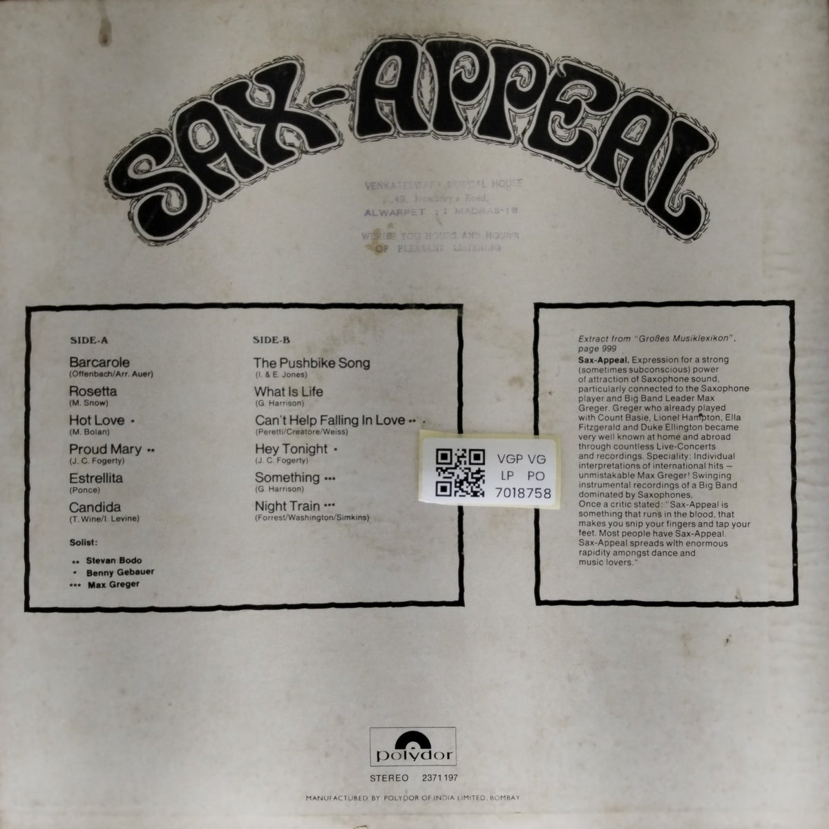 Orchester Max Greger - Sax-appeal (Vinyl)