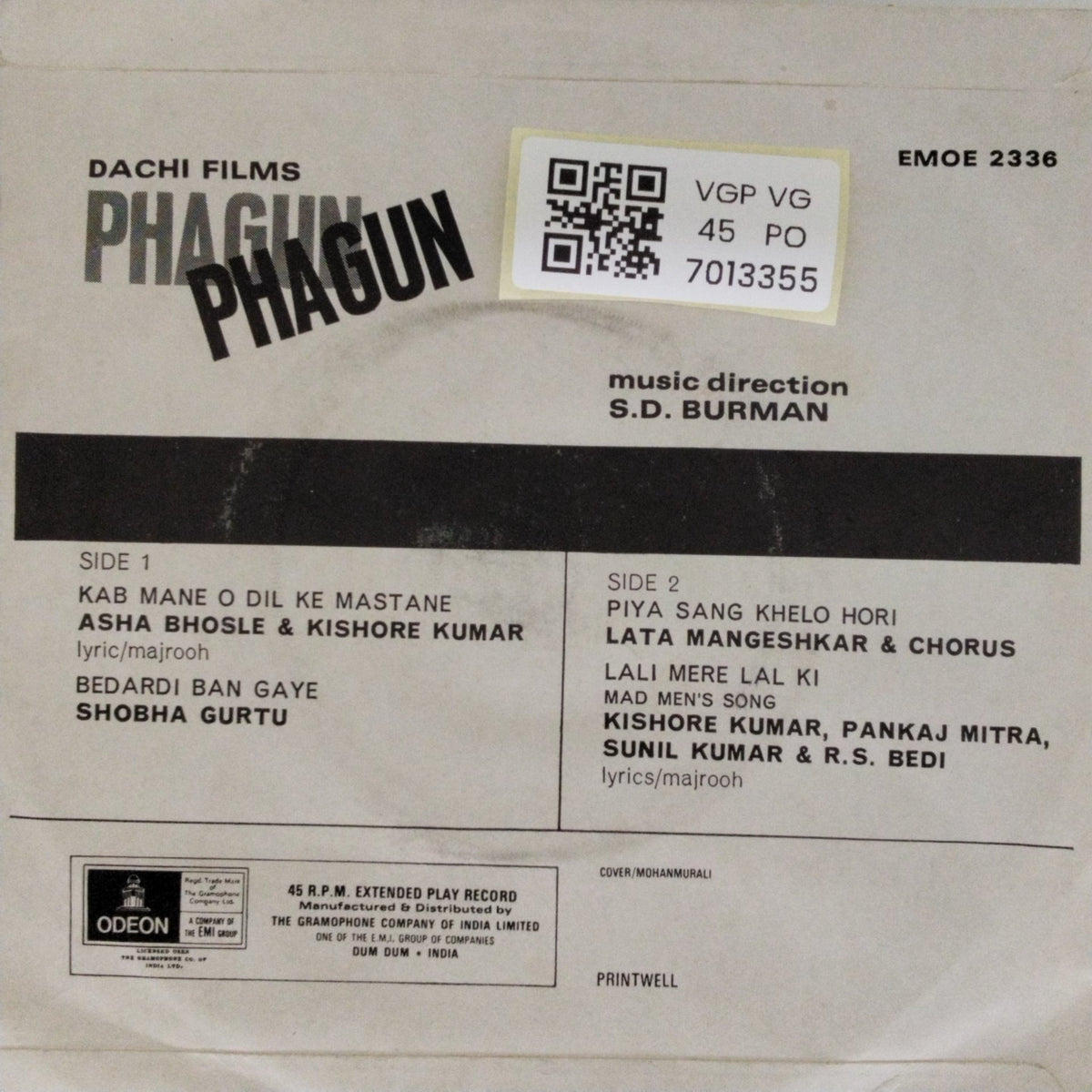 S.D. Burman - Phagun (45-RPM)