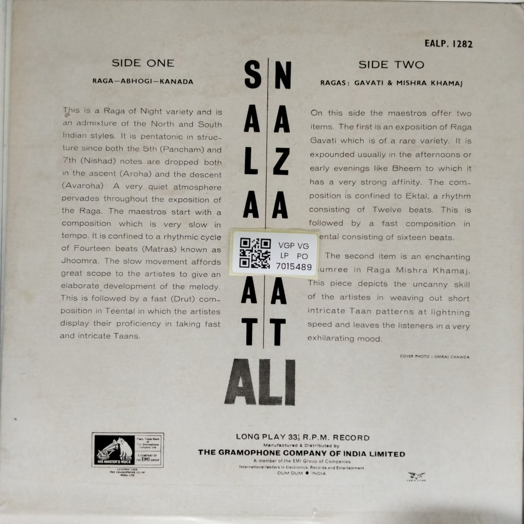 Nazakat Ali, Salamat Ali - Abhogi Kanada - Thumree (Vinyl)
