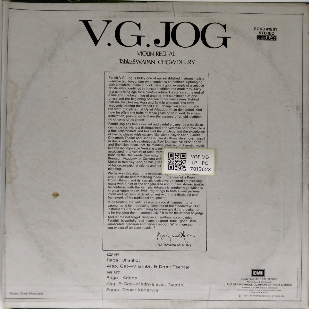V.G. Jog, Swapan Chowdhury - Violin Recital (Vinyl)